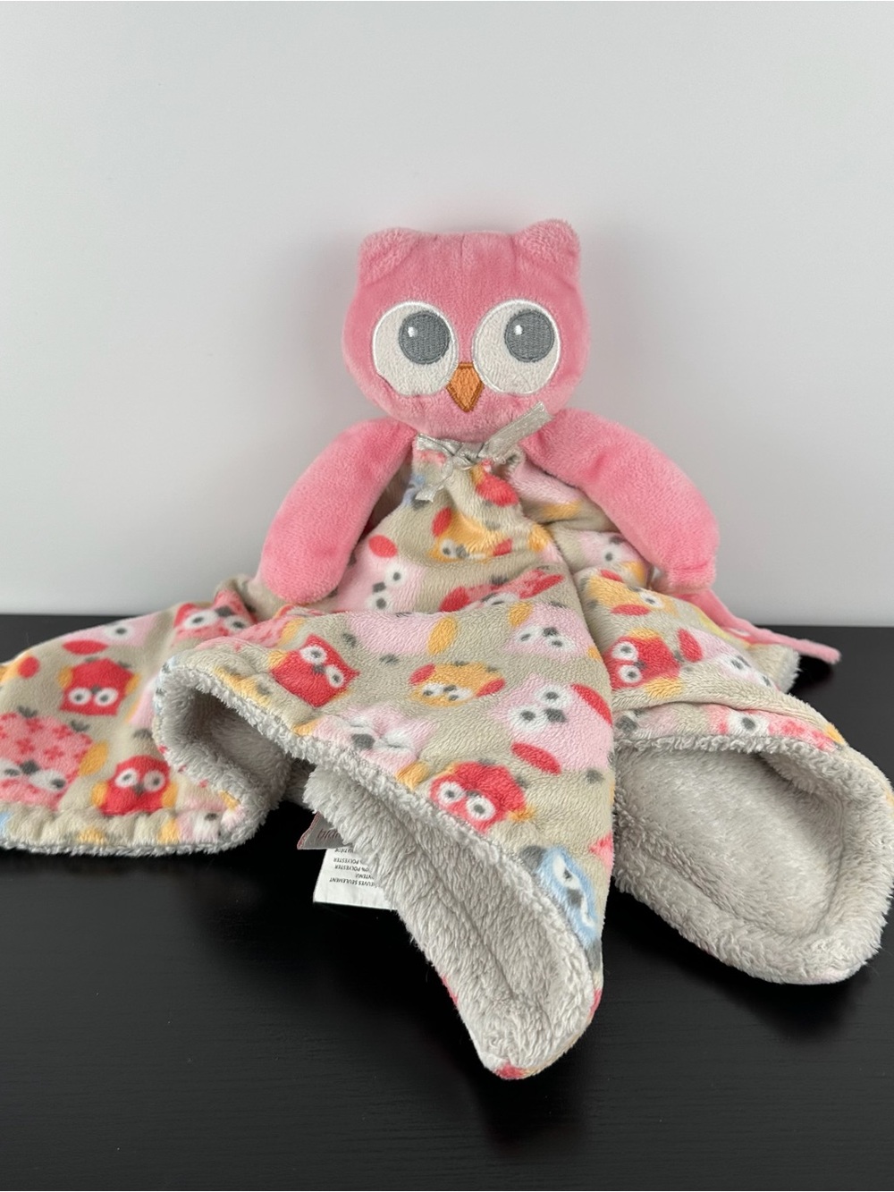 Blankets & Beyond Pink Owl Lovey Security Blanket Comforter 15" x 15" Plush